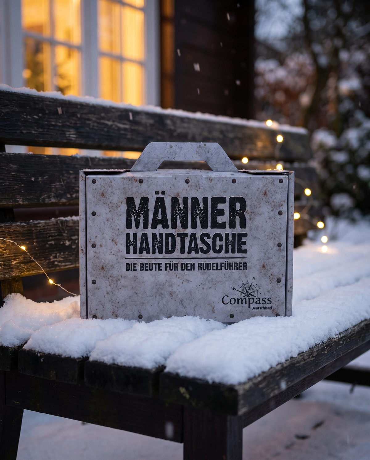 Männerhandtasche im Schnee